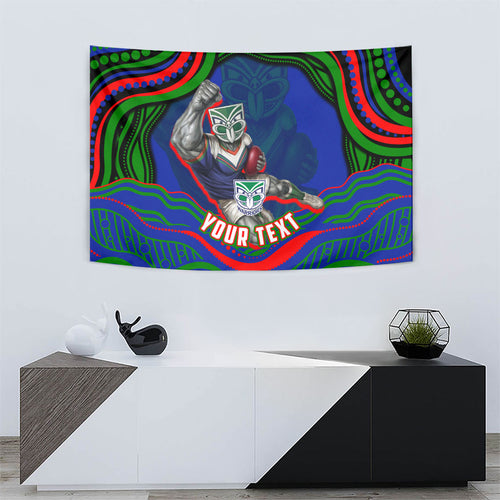 Personalized New Zealand Warriors Tapestry Aboriginal Dot Art - Dreamtime Rugby Mascot