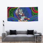 Personalized New Zealand Warriors Tapestry Aboriginal Dot Art - Dreamtime Rugby Mascot