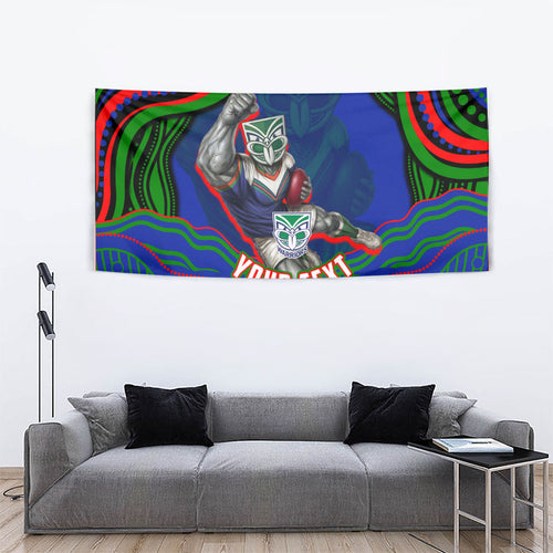 Personalized New Zealand Warriors Tapestry Aboriginal Dot Art - Dreamtime Rugby Mascot