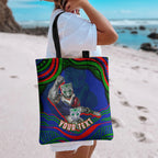 Personalized New Zealand Warriors Tote Bag Aboriginal Dot Art - Dreamtime Rugby Mascot