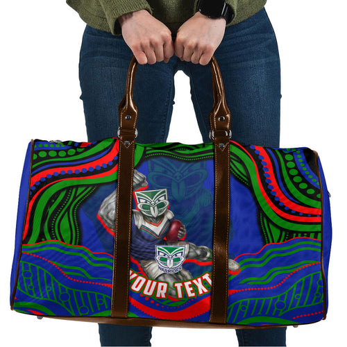 Personalized New Zealand Warriors Travel Bag Aboriginal Dot Art - Dreamtime Rugby Mascot