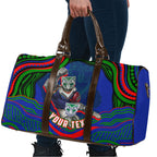 Personalized New Zealand Warriors Travel Bag Aboriginal Dot Art - Dreamtime Rugby Mascot