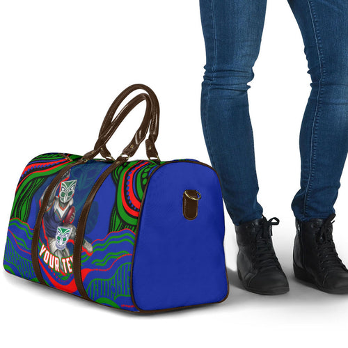 Personalized New Zealand Warriors Travel Bag Aboriginal Dot Art - Dreamtime Rugby Mascot