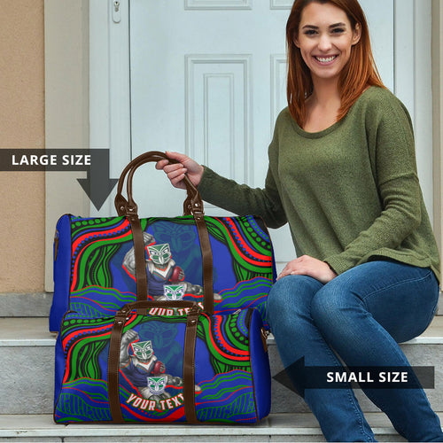 Personalized New Zealand Warriors Travel Bag Aboriginal Dot Art - Dreamtime Rugby Mascot