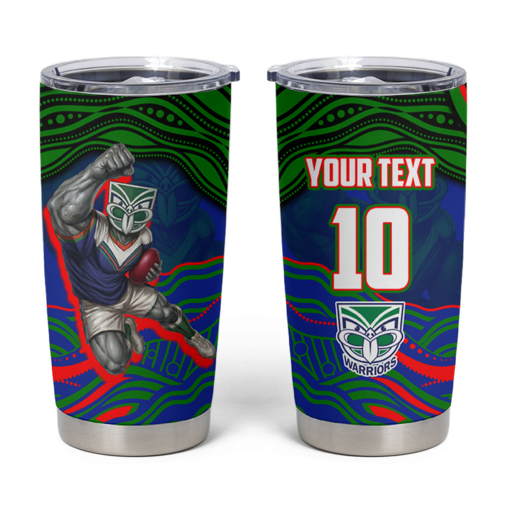Personalized New Zealand Warriors Tumbler Cup Aboriginal Dot Art - Dreamtime Rugby Mascot