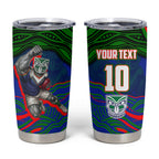 Personalized New Zealand Warriors Tumbler Cup Aboriginal Dot Art - Dreamtime Rugby Mascot