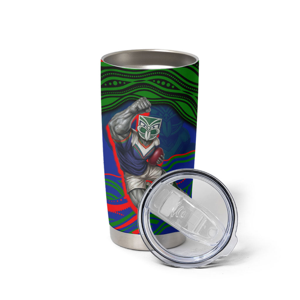 Personalized New Zealand Warriors Tumbler Cup Aboriginal Dot Art - Dreamtime Rugby Mascot