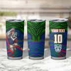 Personalized New Zealand Warriors Tumbler Cup Aboriginal Dot Art - Dreamtime Rugby Mascot