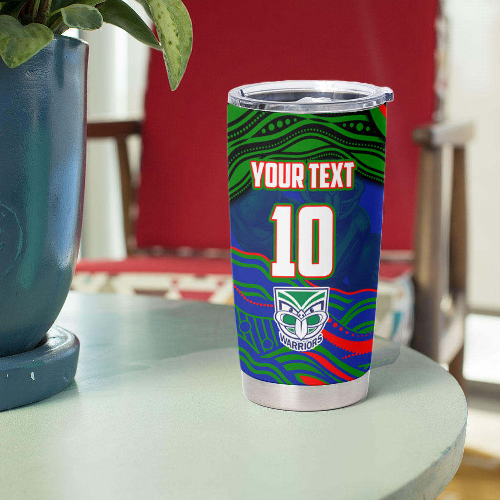 Personalized New Zealand Warriors Tumbler Cup Aboriginal Dot Art - Dreamtime Rugby Mascot