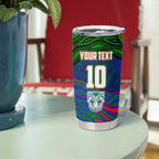 Personalized New Zealand Warriors Tumbler Cup Aboriginal Dot Art - Dreamtime Rugby Mascot