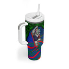 Personalized New Zealand Warriors Tumbler With Handle Aboriginal Dot Art - Dreamtime Rugby Mascot