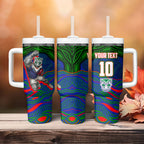 Personalized New Zealand Warriors Tumbler With Handle Aboriginal Dot Art - Dreamtime Rugby Mascot