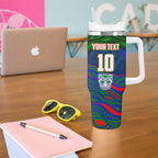 Personalized New Zealand Warriors Tumbler With Handle Aboriginal Dot Art - Dreamtime Rugby Mascot