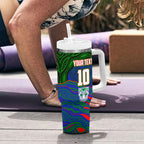 Personalized New Zealand Warriors Tumbler With Handle Aboriginal Dot Art - Dreamtime Rugby Mascot