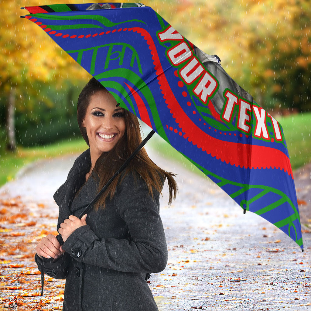 Personalized New Zealand Warriors Umbrella Aboriginal Dot Art - Dreamtime Rugby Mascot