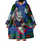 Personalized New Zealand Warriors Wearable Blanket Hoodie Aboriginal Dot Art - Dreamtime Rugby Mascot