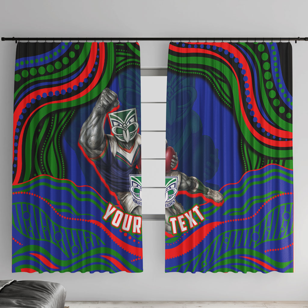 Personalized New Zealand Warriors Window Curtain Aboriginal Dot Art - Dreamtime Rugby Mascot