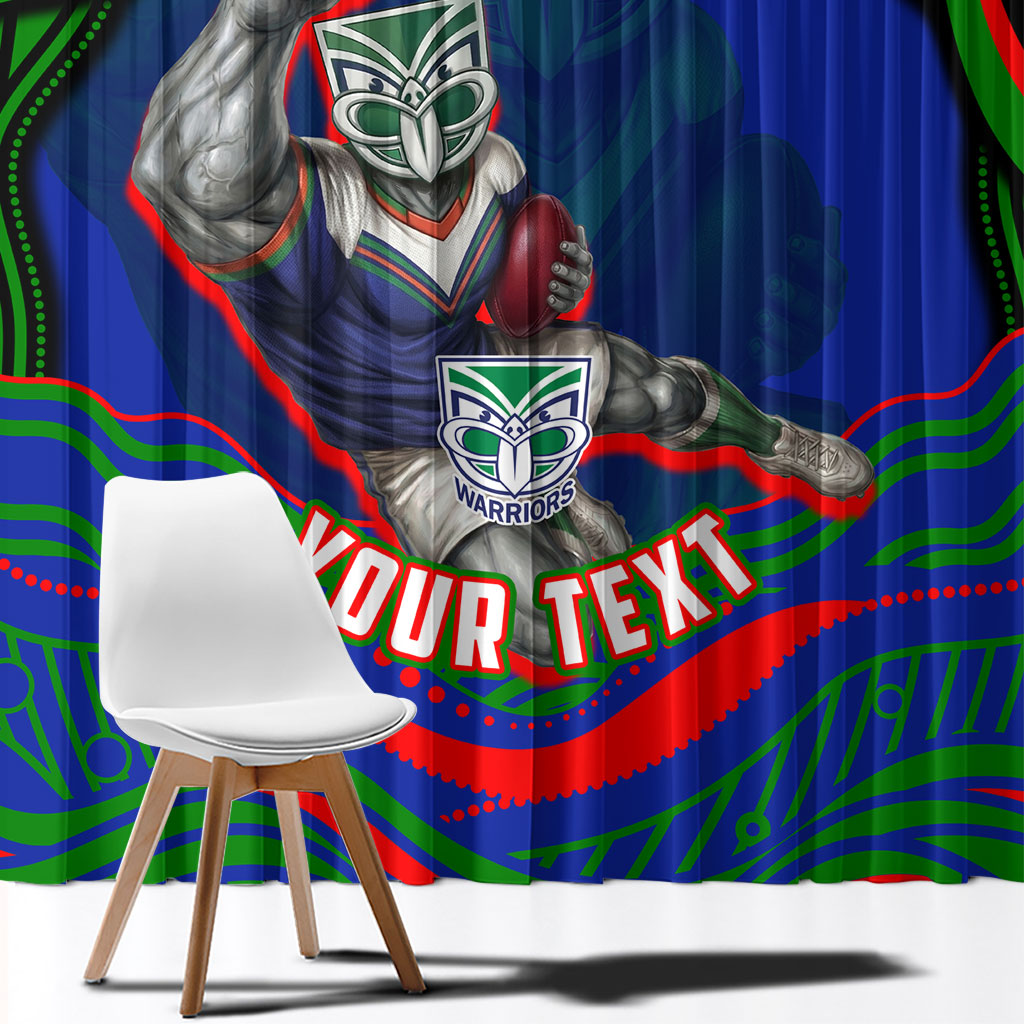 Personalized New Zealand Warriors Window Curtain Aboriginal Dot Art - Dreamtime Rugby Mascot