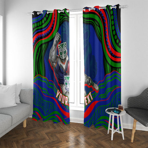 Personalized New Zealand Warriors Window Curtain Aboriginal Dot Art - Dreamtime Rugby Mascot