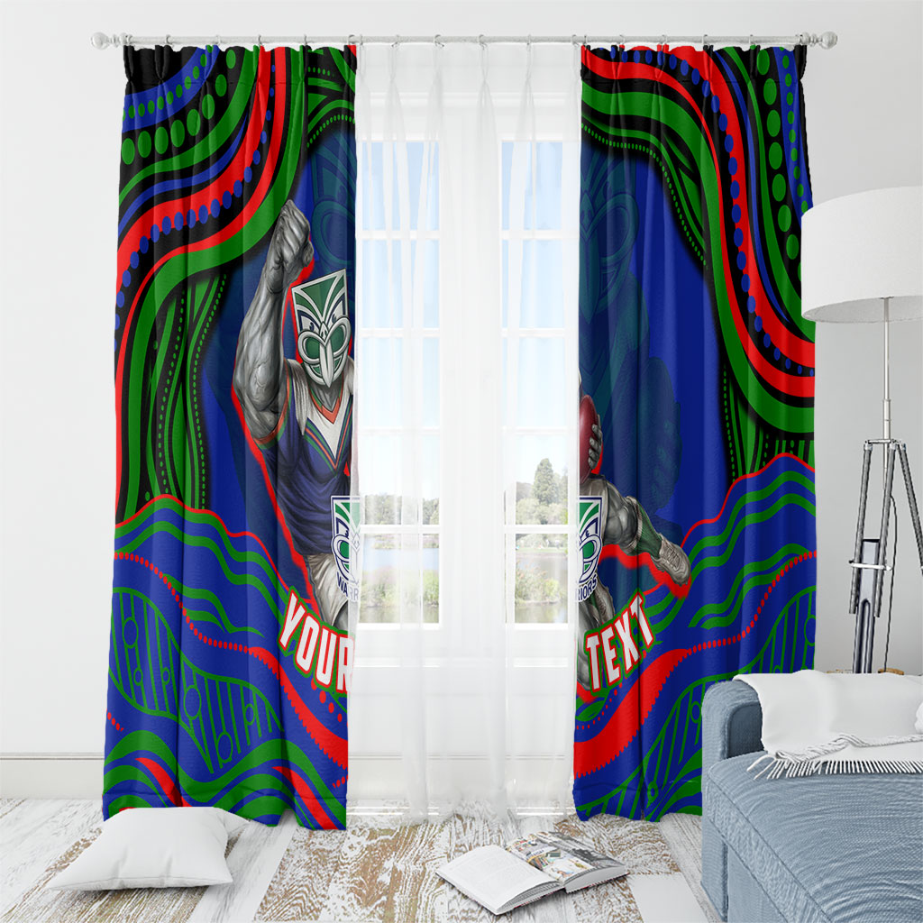 Personalized New Zealand Warriors Window Curtain Aboriginal Dot Art - Dreamtime Rugby Mascot