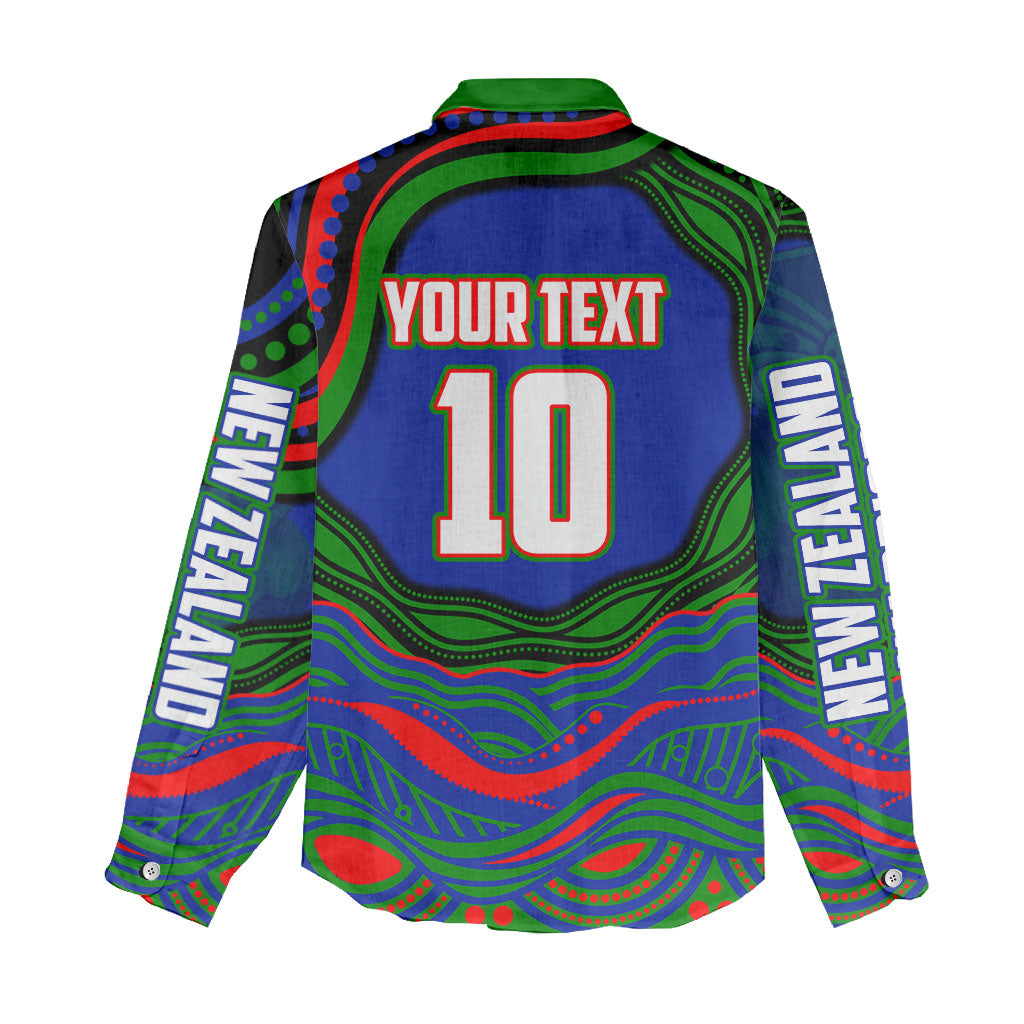 Personalized New Zealand Warriors Women Casual Shirt Aboriginal Dot Art - Dreamtime Rugby Mascot