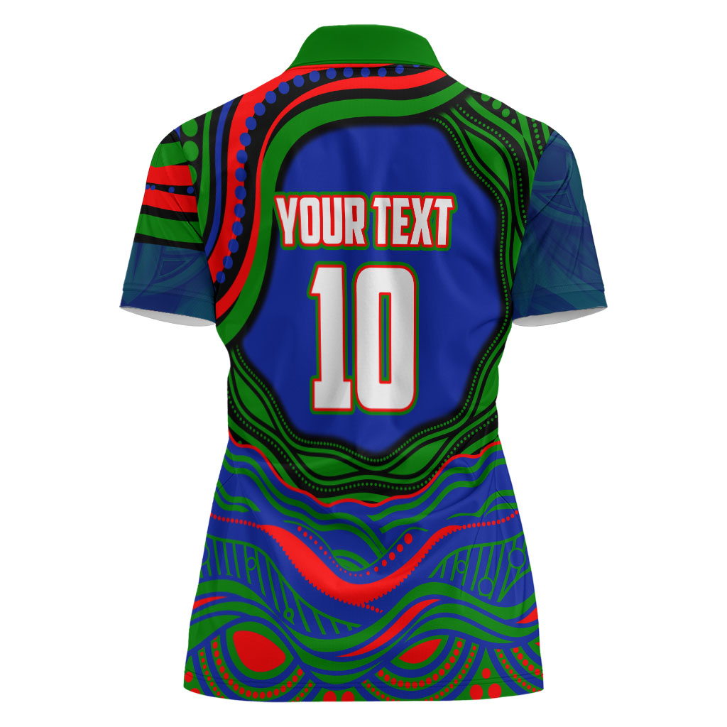 Personalized New Zealand Warriors Women Polo Shirt Aboriginal Dot Art - Dreamtime Rugby Mascot