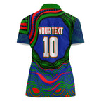Personalized New Zealand Warriors Women Polo Shirt Aboriginal Dot Art - Dreamtime Rugby Mascot