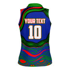 Personalized New Zealand Warriors Women Sleeveless Polo Shirt Aboriginal Dot Art - Dreamtime Rugby Mascot