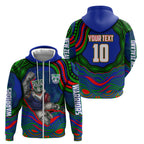 Personalized New Zealand Warriors Zip Hoodie Aboriginal Dot Art - Dreamtime Rugby Mascot