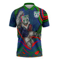 Personalized New Zealand Warriors Zipper Polo Shirt Aboriginal Dot Art - Dreamtime Rugby Mascot