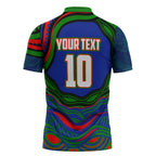 Personalized New Zealand Warriors Zipper Polo Shirt Aboriginal Dot Art - Dreamtime Rugby Mascot