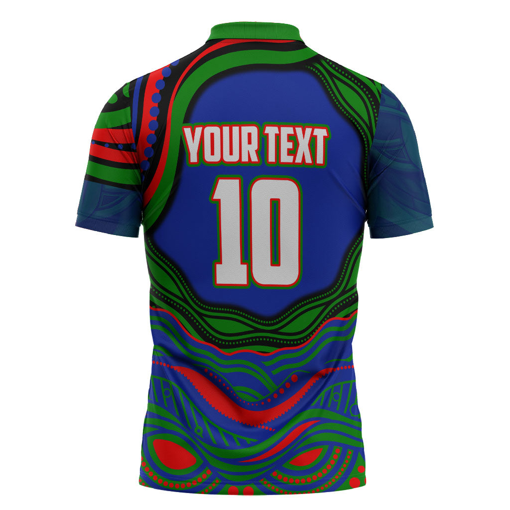 Personalized New Zealand Warriors Zipper Polo Shirt Aboriginal Dot Art - Dreamtime Rugby Mascot