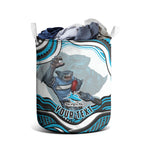 Personalized Cronulla Sutherland Sharks Laundry Basket Aboriginal Dot Art - Dreamtime Rugby Mascot