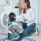 Personalized Cronulla Sutherland Sharks Laundry Basket Aboriginal Dot Art - Dreamtime Rugby Mascot
