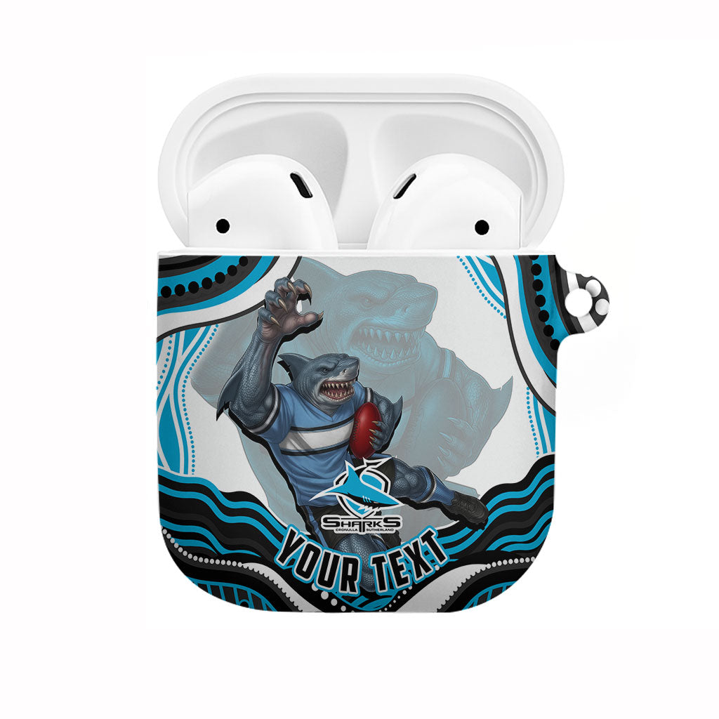 Personalized Cronulla Sutherland Sharks AirPods Case Aboriginal Dot Art - Dreamtime Rugby Mascot