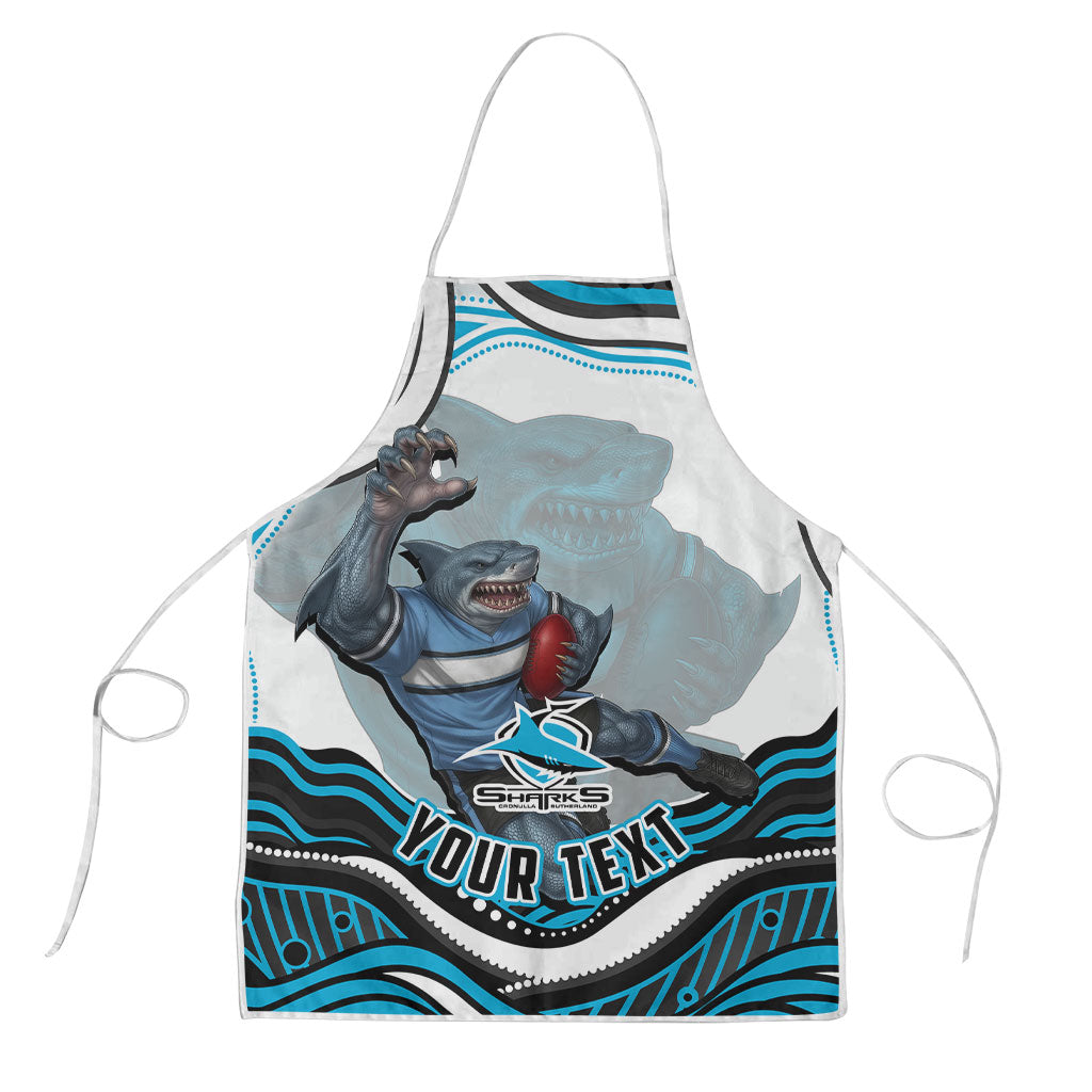 Personalized Cronulla Sutherland Sharks Apron Aboriginal Dot Art - Dreamtime Rugby Mascot