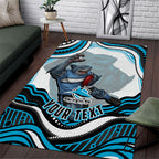 Personalized Cronulla Sutherland Sharks Area Rug Aboriginal Dot Art - Dreamtime Rugby Mascot
