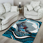 Personalized Cronulla Sutherland Sharks Area Rug Aboriginal Dot Art - Dreamtime Rugby Mascot
