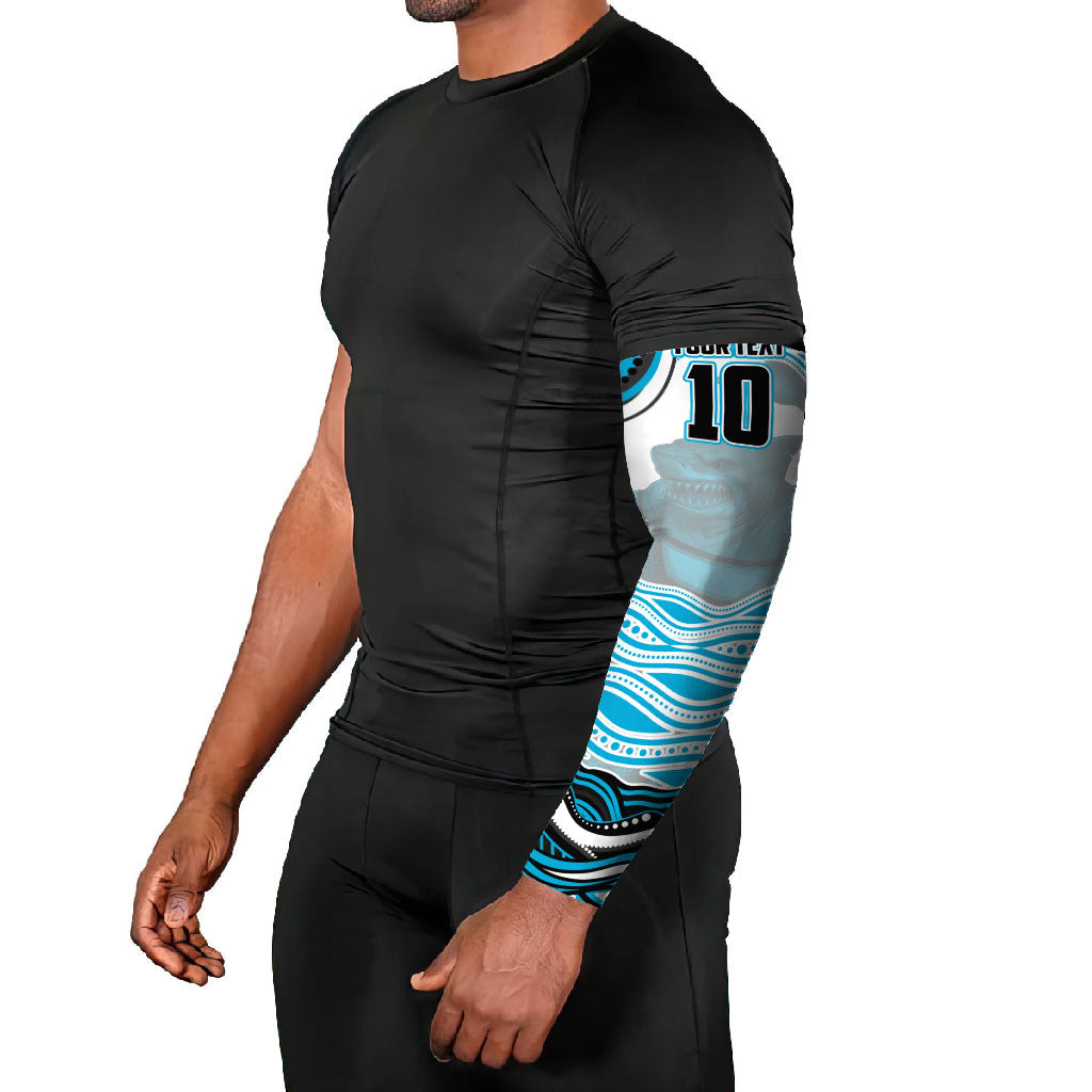 Personalized Cronulla Sutherland Sharks Arm Sleeves Aboriginal Dot Art - Dreamtime Rugby Mascot