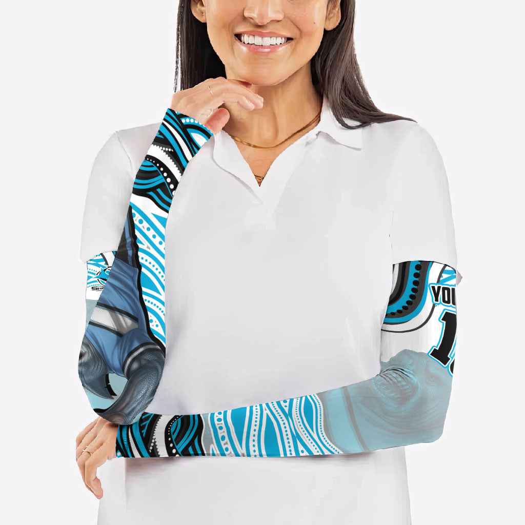 Personalized Cronulla Sutherland Sharks Arm Sleeves Aboriginal Dot Art - Dreamtime Rugby Mascot