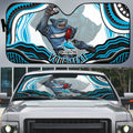 Personalized Cronulla Sutherland Sharks Auto Sun Shade Aboriginal Dot Art - Dreamtime Rugby Mascot