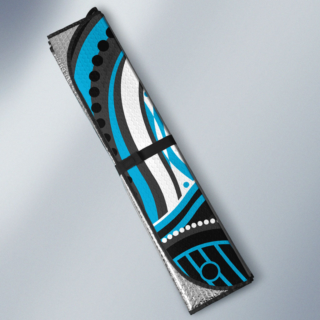 Personalized Cronulla Sutherland Sharks Auto Sun Shade Aboriginal Dot Art - Dreamtime Rugby Mascot