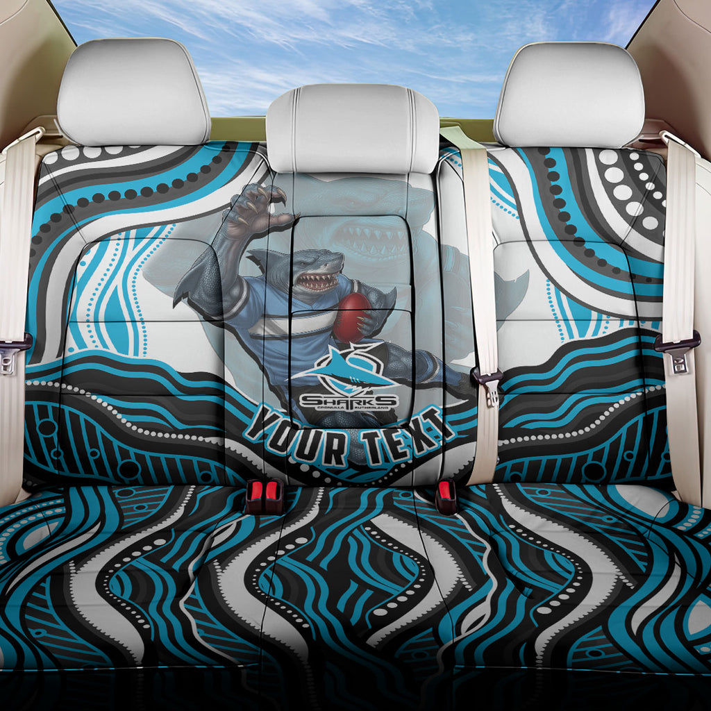 Personalized Cronulla Sutherland Sharks Back Car Seat Cover Aboriginal Dot Art - Dreamtime Rugby Mascot