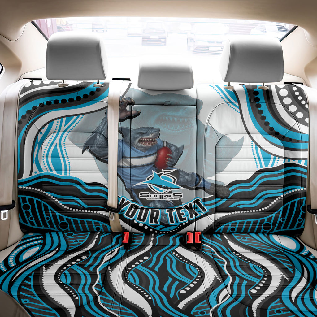 Personalized Cronulla Sutherland Sharks Back Car Seat Cover Aboriginal Dot Art - Dreamtime Rugby Mascot