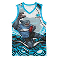 Personalized Cronulla Sutherland Sharks Basketball Jersey Aboriginal Dot Art - Dreamtime Rugby Mascot