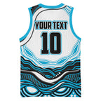 Personalized Cronulla Sutherland Sharks Basketball Jersey Aboriginal Dot Art - Dreamtime Rugby Mascot