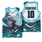 Personalized Cronulla Sutherland Sharks Basketball Jersey Aboriginal Dot Art - Dreamtime Rugby Mascot