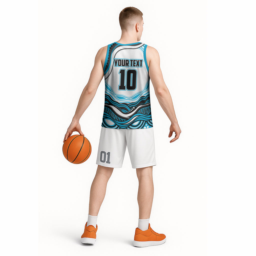 Personalized Cronulla Sutherland Sharks Basketball Jersey Aboriginal Dot Art - Dreamtime Rugby Mascot