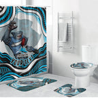 Personalized Cronulla Sutherland Sharks Bathroom Set Aboriginal Dot Art - Dreamtime Rugby Mascot