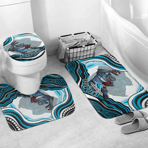 Personalized Cronulla Sutherland Sharks Bathroom Set Aboriginal Dot Art - Dreamtime Rugby Mascot